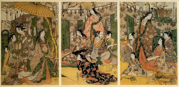 喜多川歌麿「太閤五妻洛東遊観之図」1803~04年頃　大英博物館 の画像。